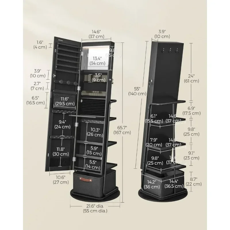 l 360° Swivel Mirrored Jewelry - Full Length Mirror Jewelry Armoire review and price