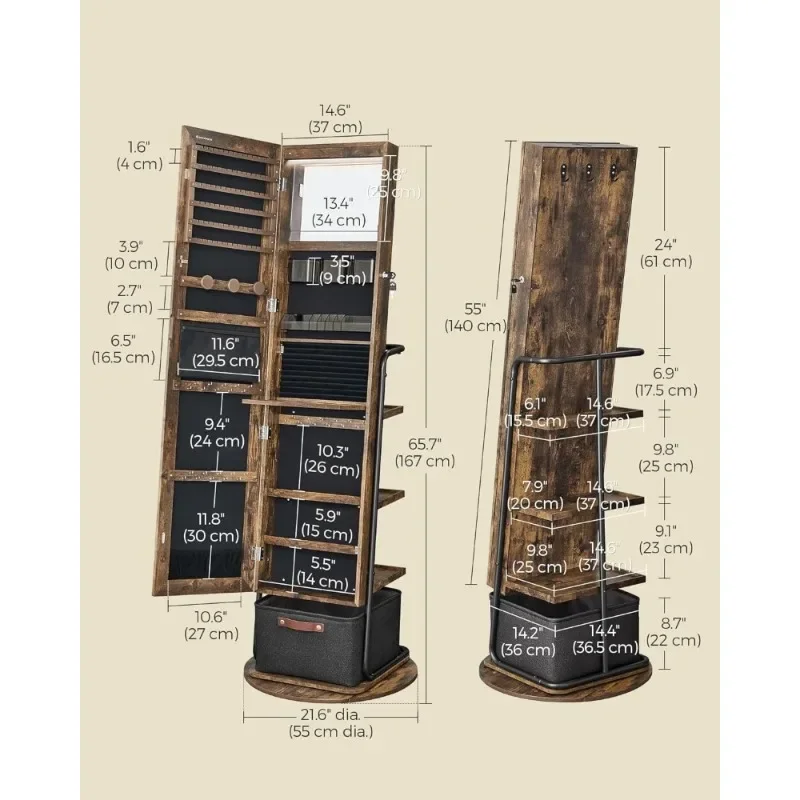 l 360° Swivel Mirrored Jewelry - Full Length Mirror Jewelry Armoire review and price